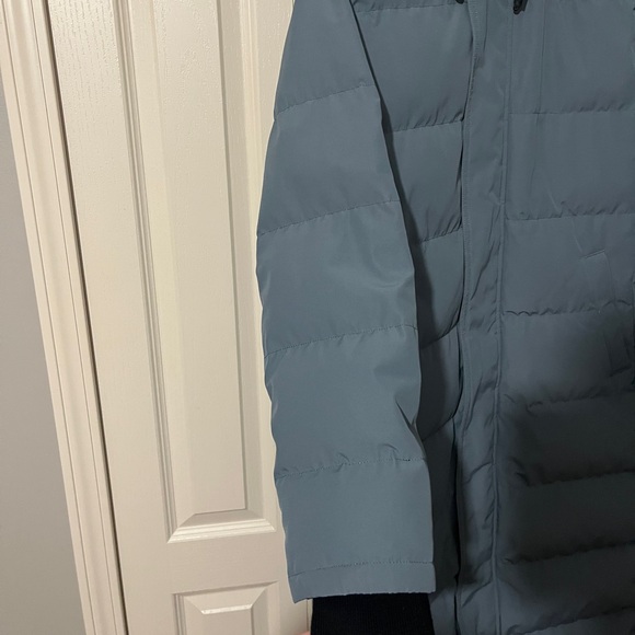 Women’s Aritzia TNA St. Anton Powder Parka Long Puffer Jacket Blue Sz. M - Picture 3 of 11